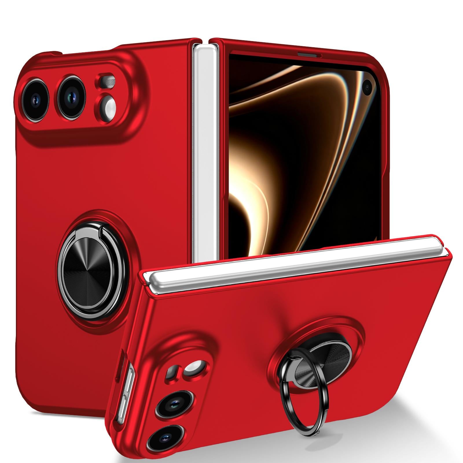 Compatible with iPhone Duo Armor Ring Holder Phone Case - Red
