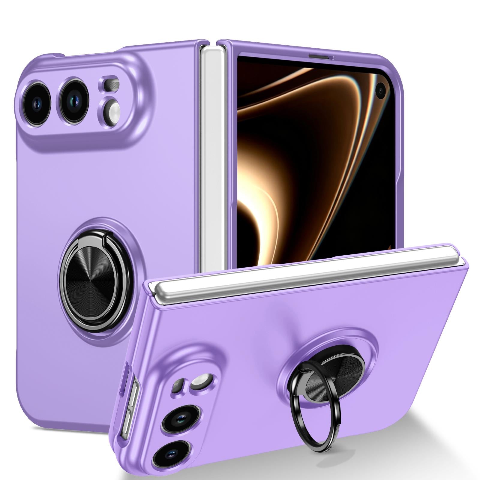 Compatible with iPhone Duo Armor Ring Holder Phone Case - Purple