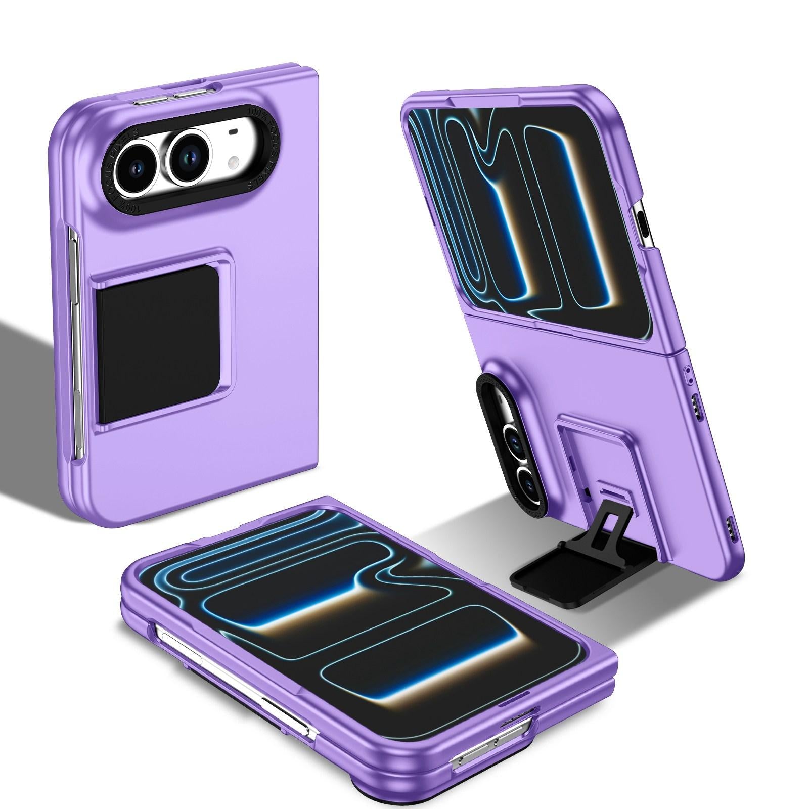 Compatible with iPhone Duo Three-dimensional Folding Holder PC Phone Case - Purple