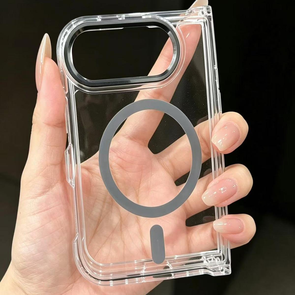 Compatible with iPhone Duo Acrylic Transparent Magnetic Phone Case - Grey