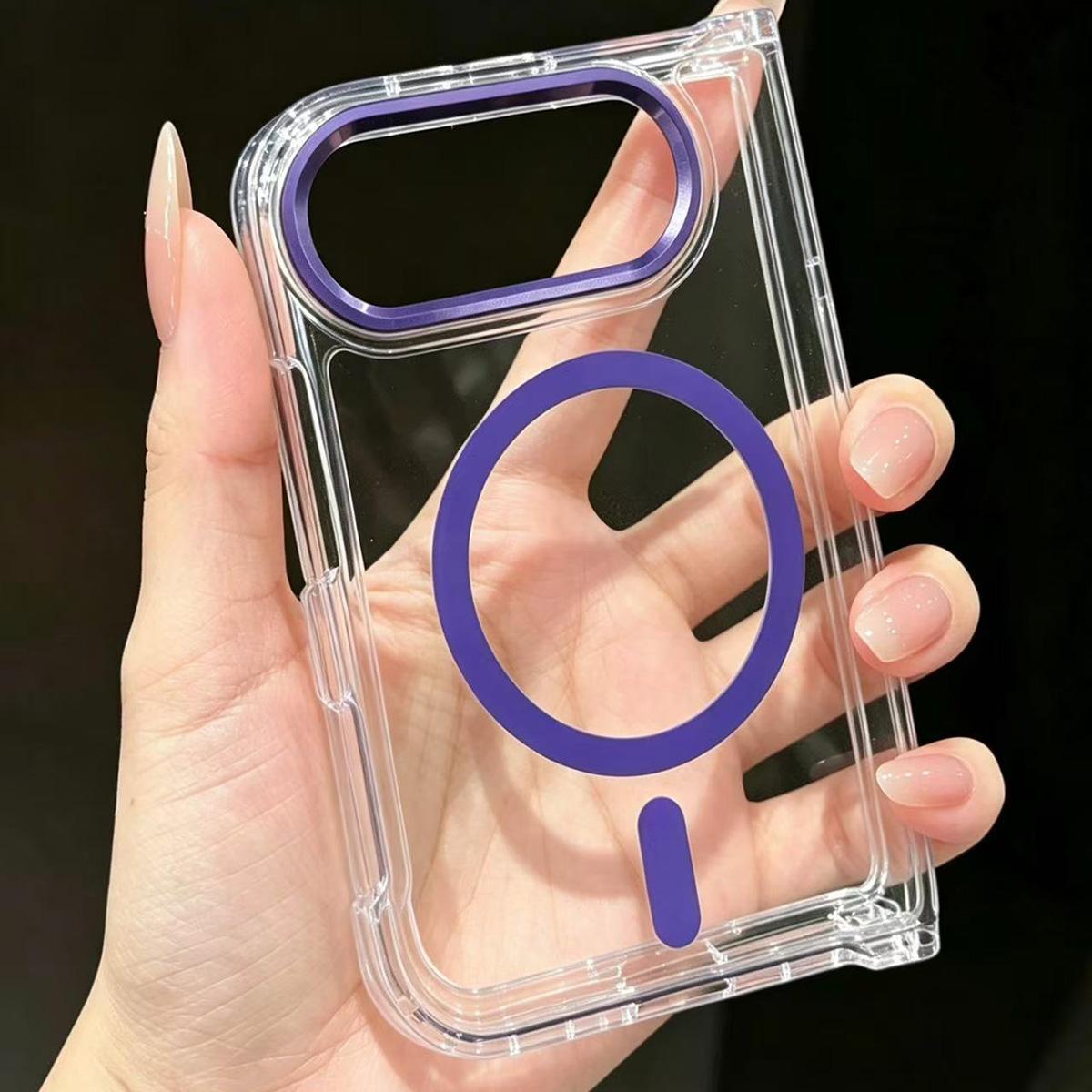 Compatible with iPhone Duo Acrylic Transparent Magnetic Phone Case - Purple
