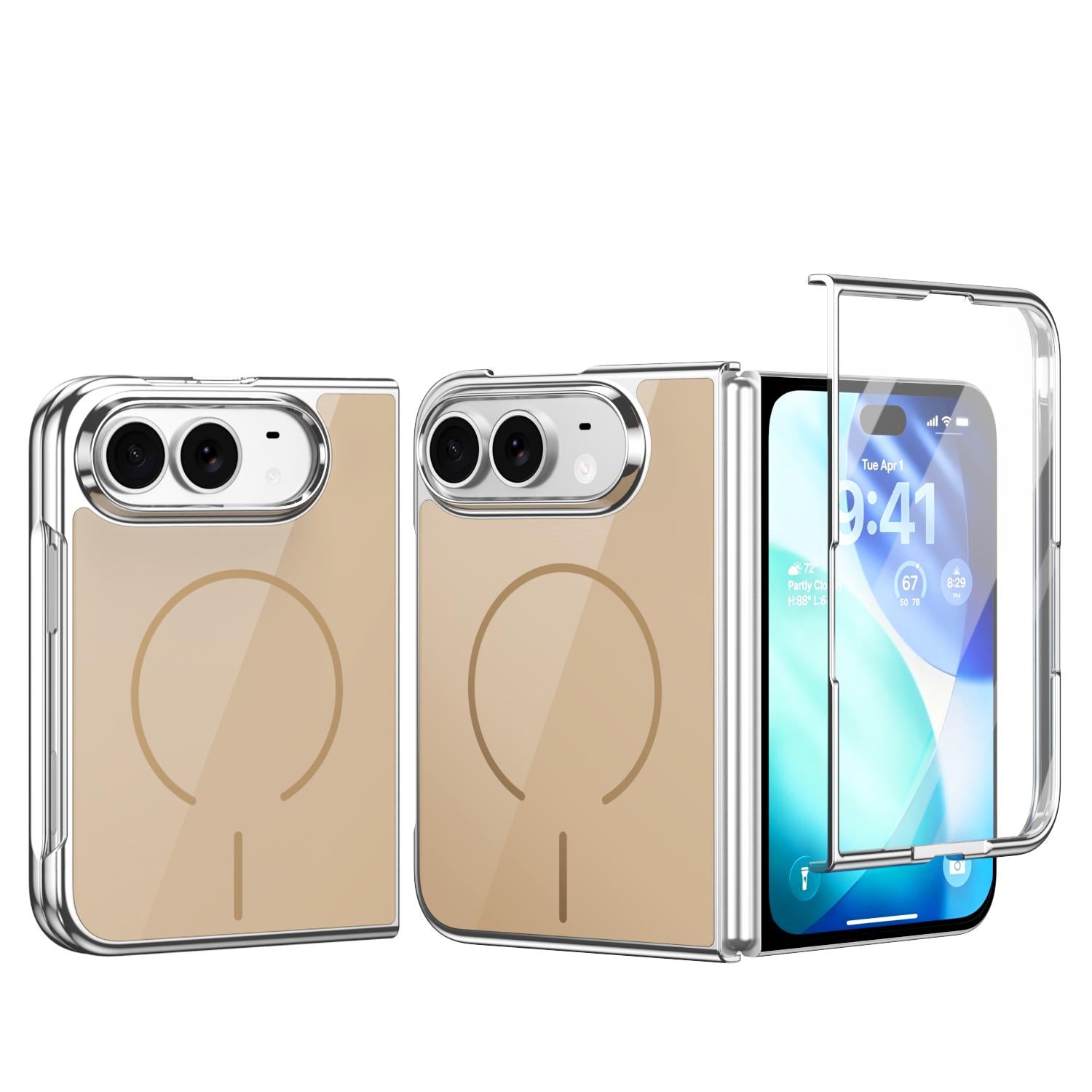 Compatible with iPhone Duo Integrated Glass Scratch Resistant Magnetic Phone Case - Desert Gold