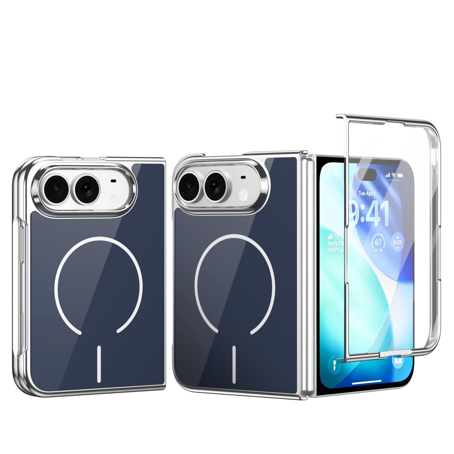 Compatible with iPhone Duo Integrated Glass Scratch Resistant Magnetic Phone Case - Blue