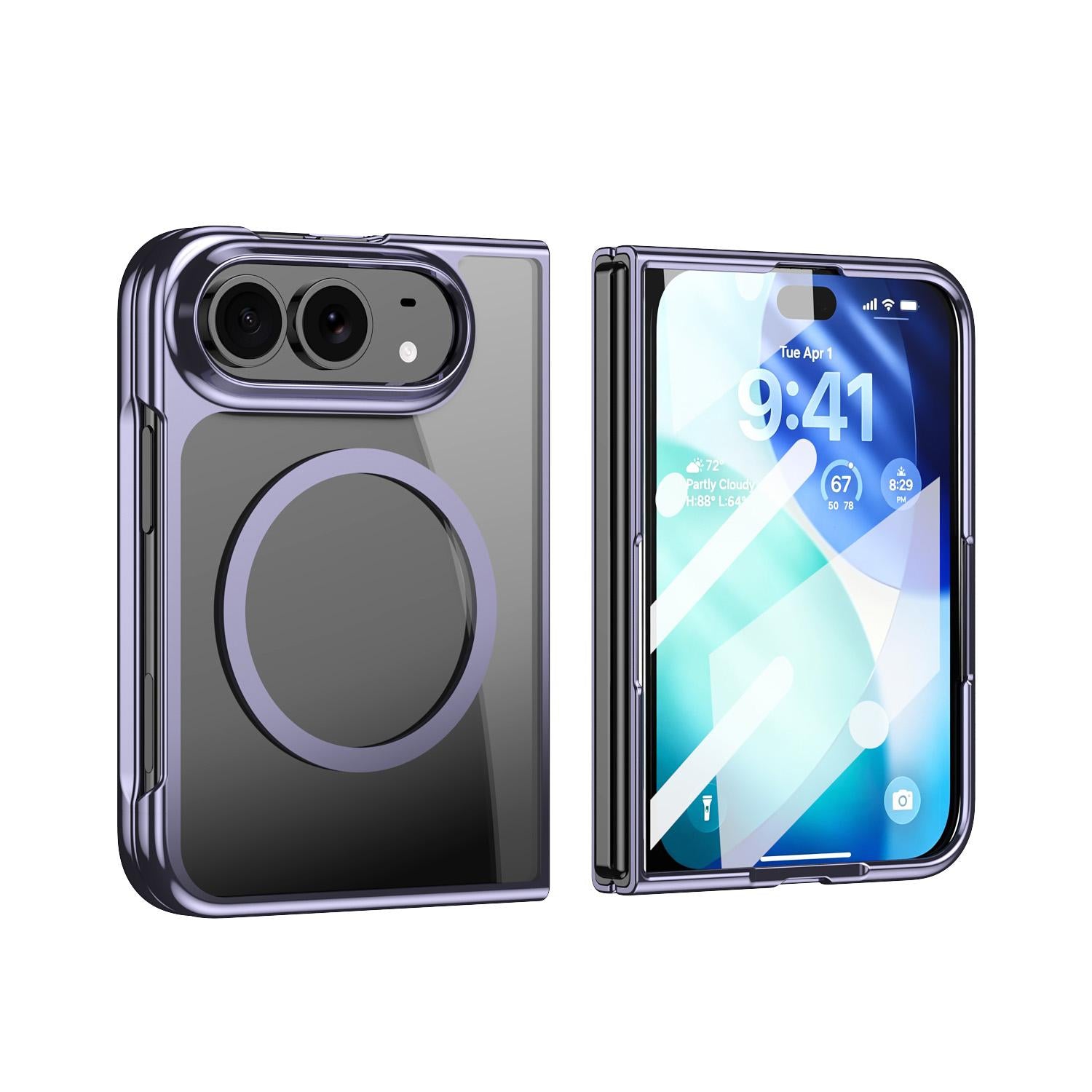 Compatible with iPhone Duo Clear Plated Magnetic Integrated Film Phone Case - Purple
