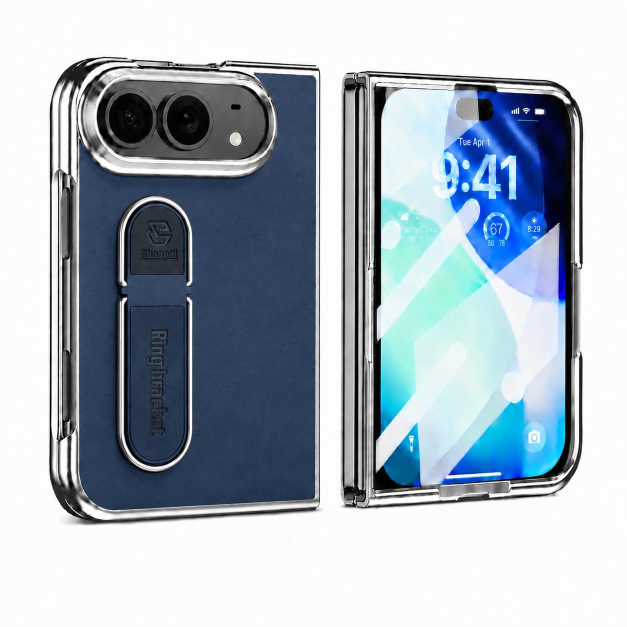 Compatible with iPhone Duo Invisible Stand Design Integrated Film Phone Case - Blue