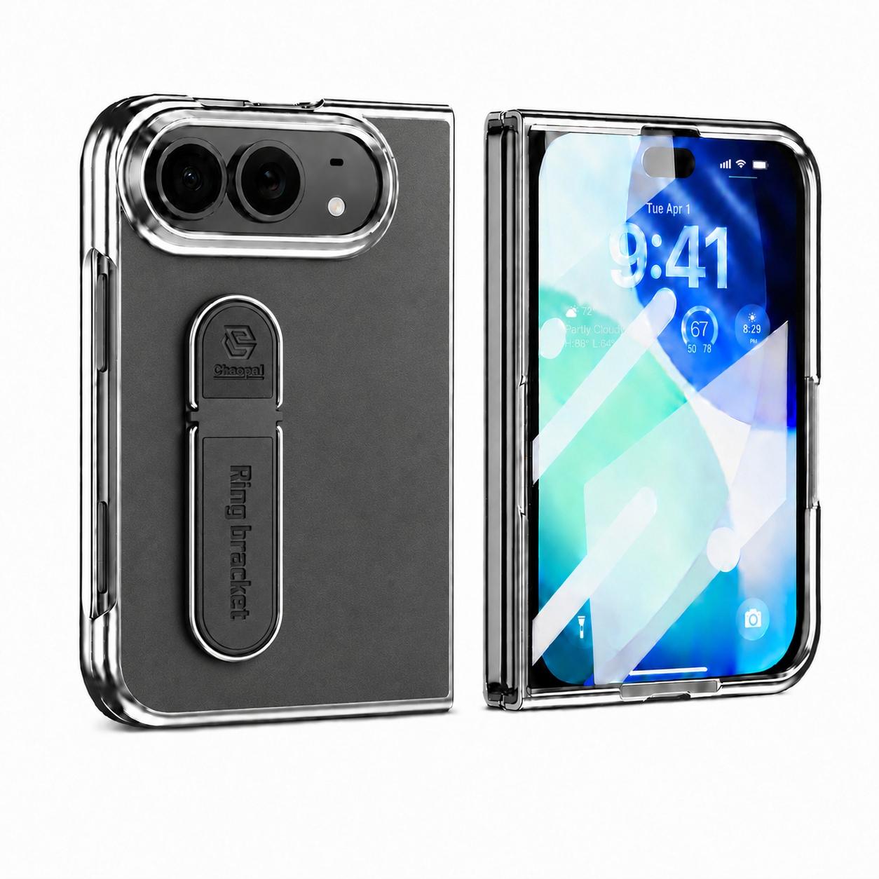 Compatible with iPhone Duo Invisible Stand Design Integrated Film Phone Case - Gray