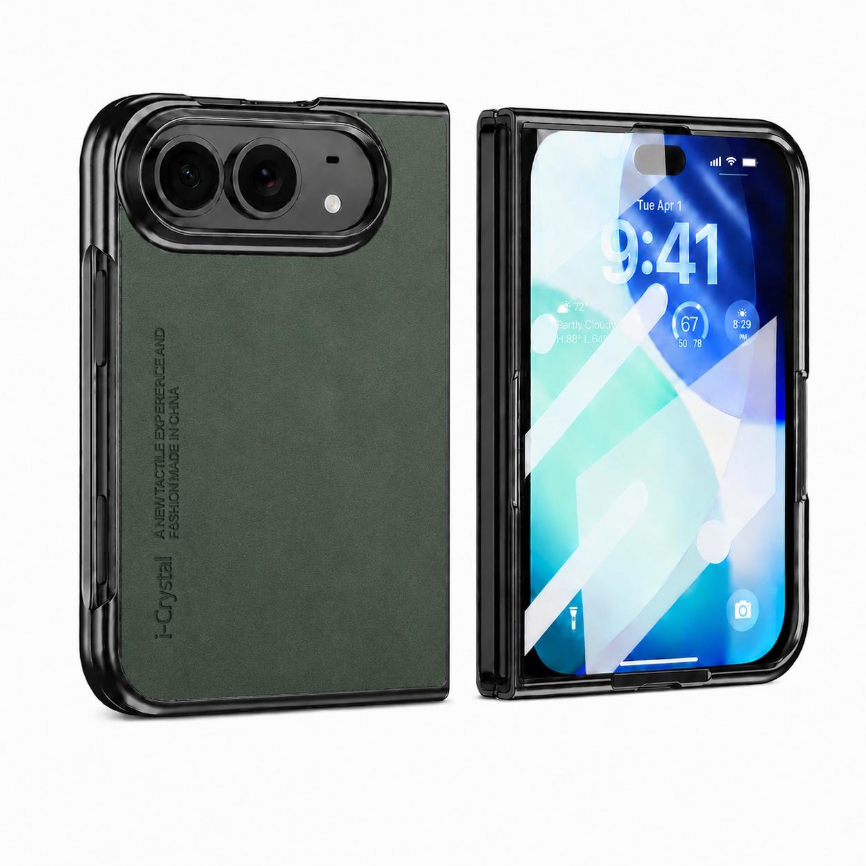 Compatible with iPhone Duo i.Crystal Lambskin Integrated Film Phone Case - Green