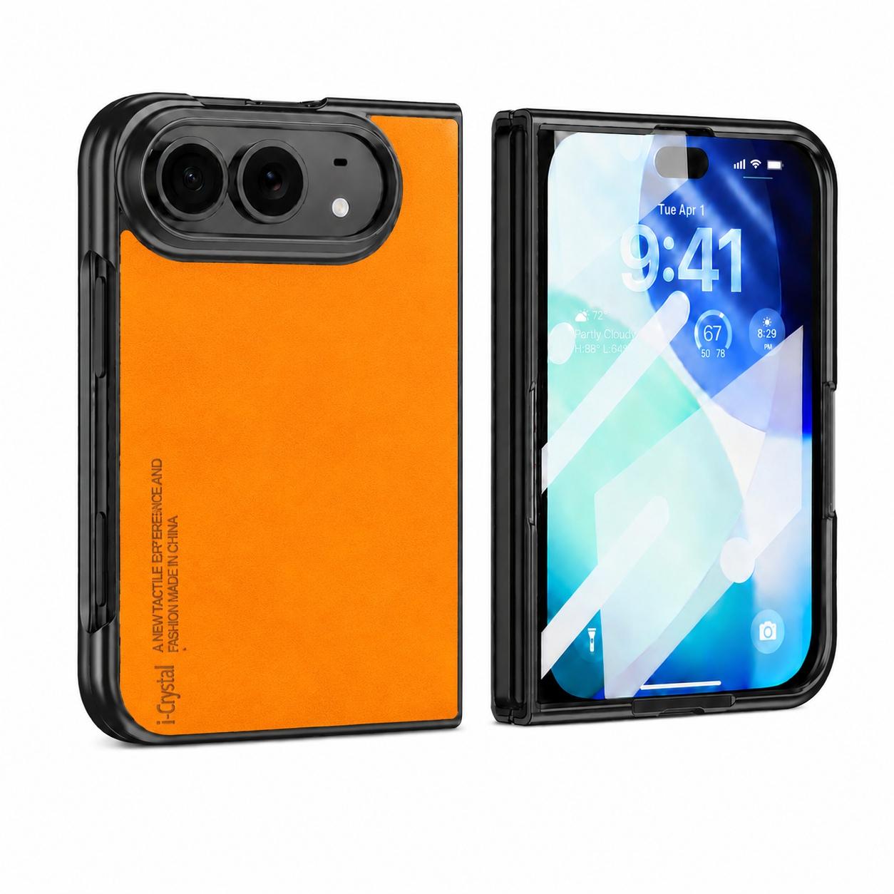 Compatible with iPhone Duo i.Crystal Lambskin Integrated Film Phone Case - Orange