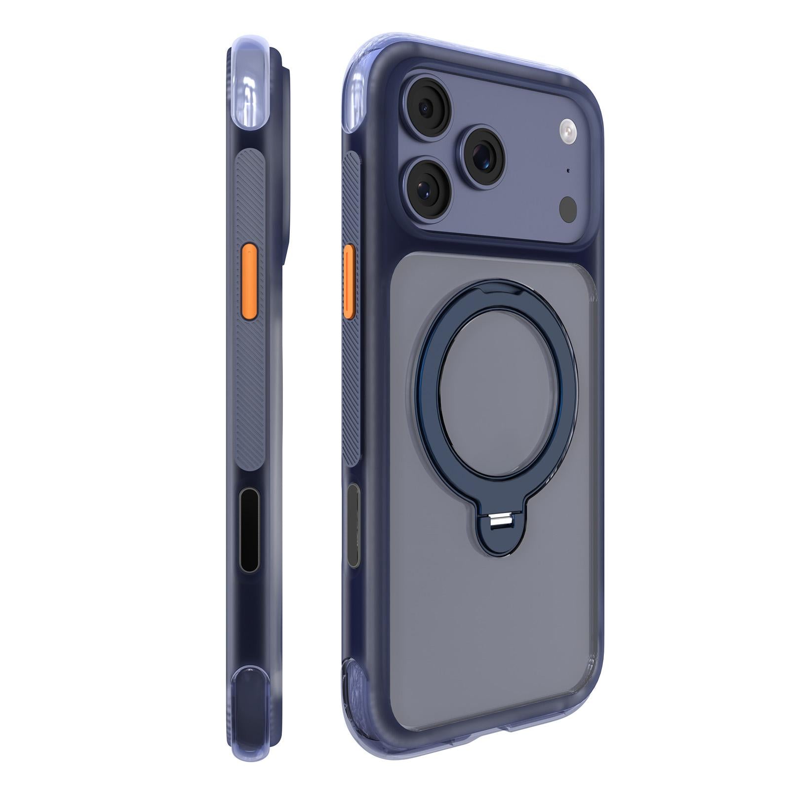 Compatible with iPhone 18 Pro Mutural ArtShield Series Magnetic Holder Phone Case - Navy Blue