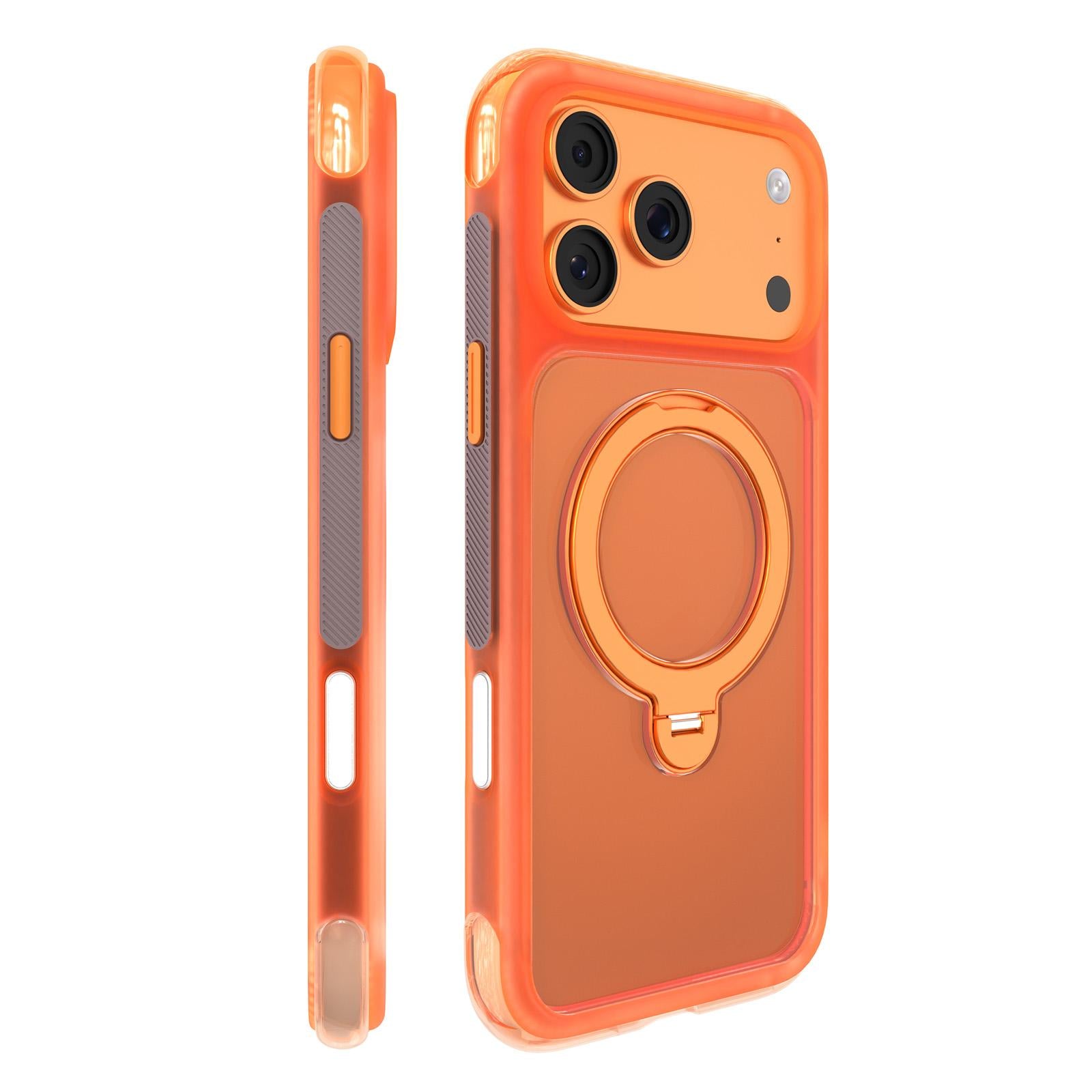 Compatible with iPhone 18 Pro Mutural ArtShield Series Magnetic Holder Phone Case - Orange