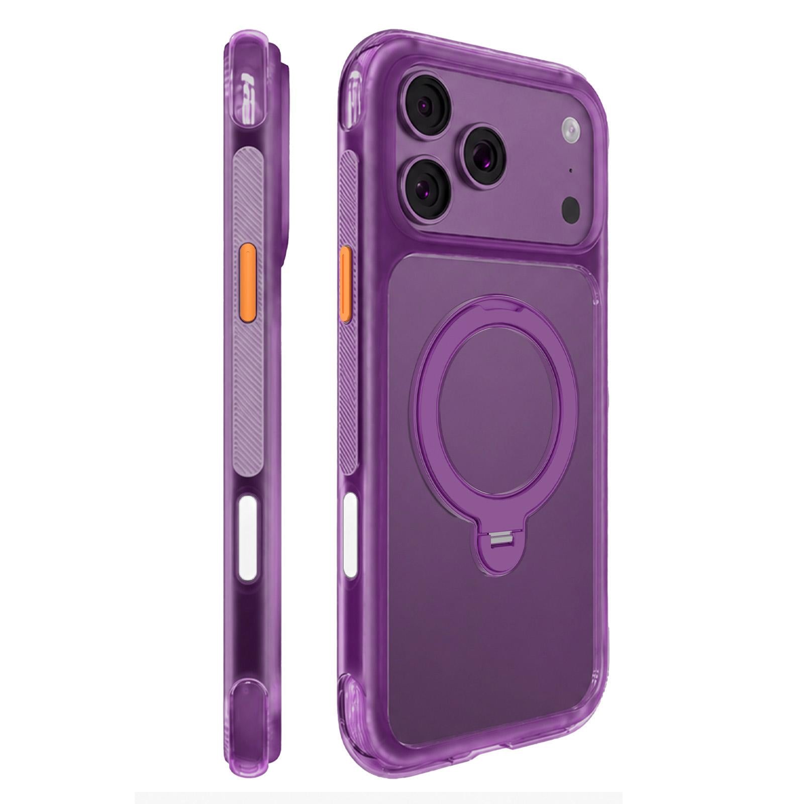Compatible with iPhone 18 Pro Mutural ArtShield Series Magnetic Holder Phone Case - Purple