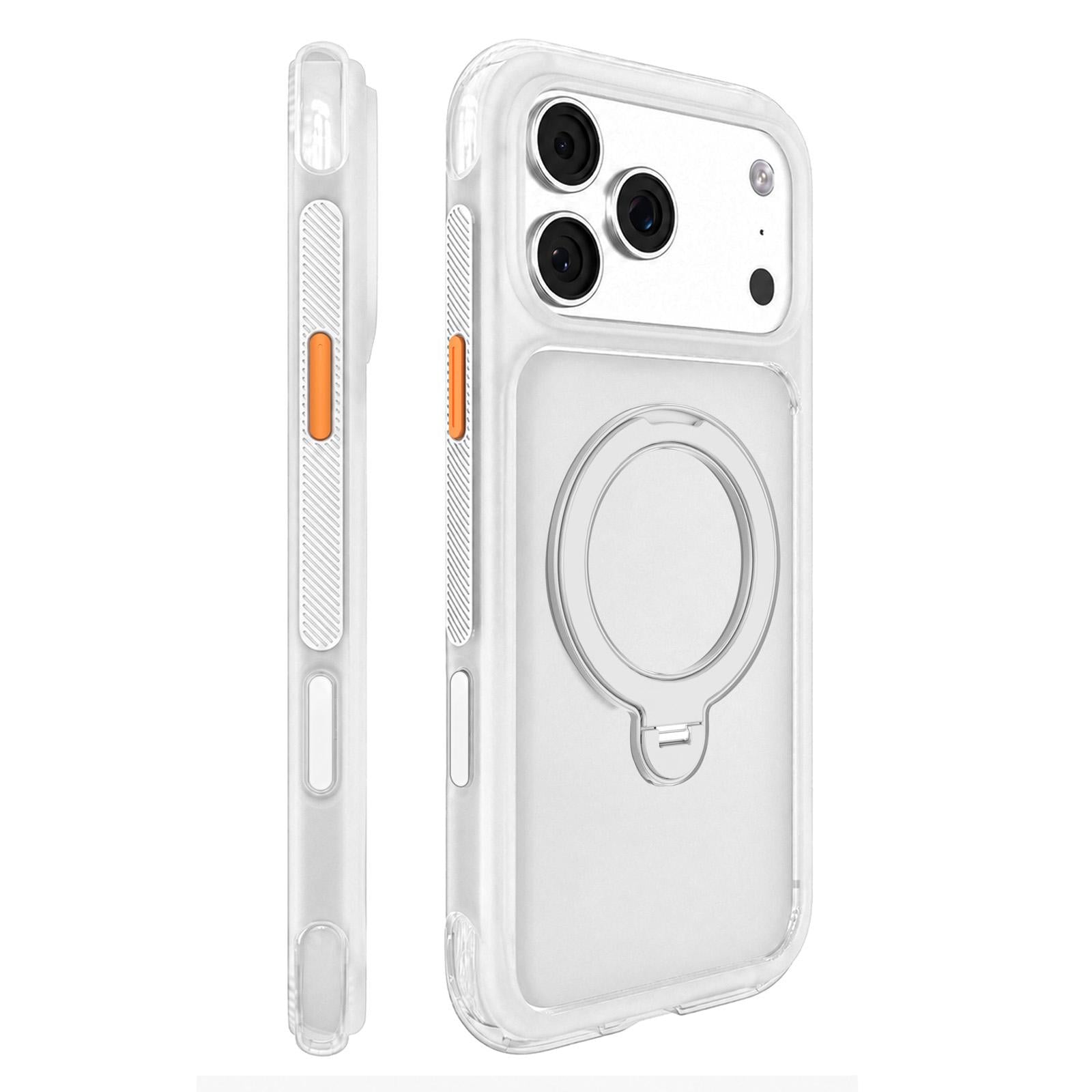 Compatible with iPhone 18 Pro Mutural ArtShield Series Magnetic Holder Phone Case - White