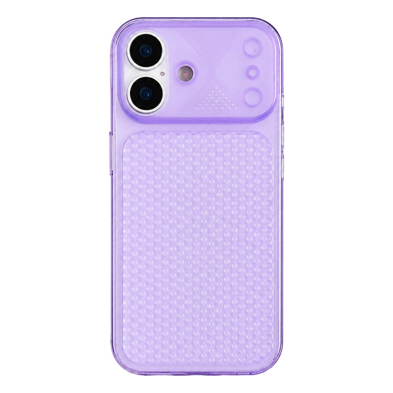 Compatible with iPhone 18 Mecha Style Heat Dissipation Mesh TPU Phone Case - Transparent Purple