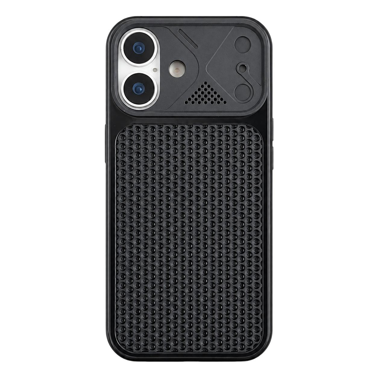 Compatible with iPhone 18 Mecha Style Heat Dissipation Mesh TPU Phone Case - Black