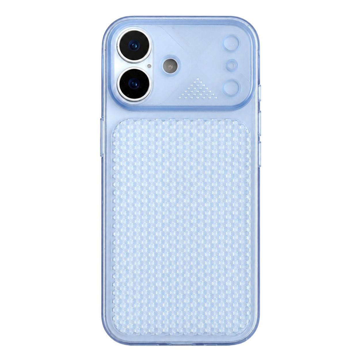 Compatible with iPhone 18 Mecha Style Heat Dissipation Mesh TPU Phone Case - Transparent Blue