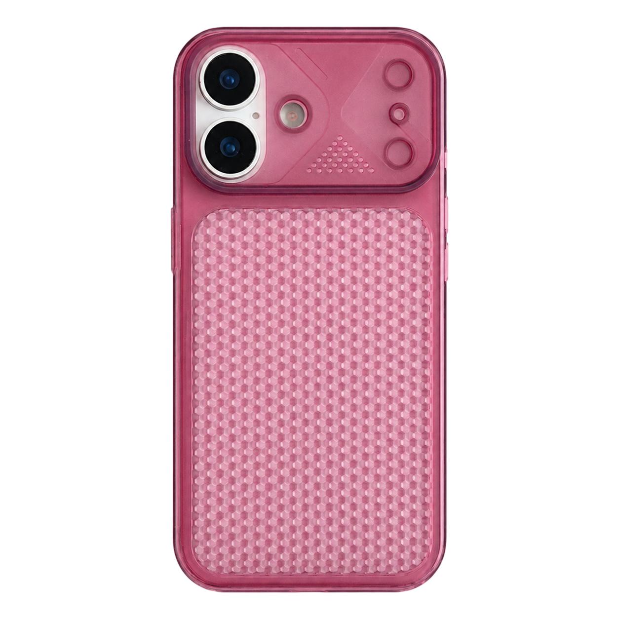 Compatible with iPhone 18 Mecha Style Heat Dissipation Mesh TPU Phone Case - Transparent Red