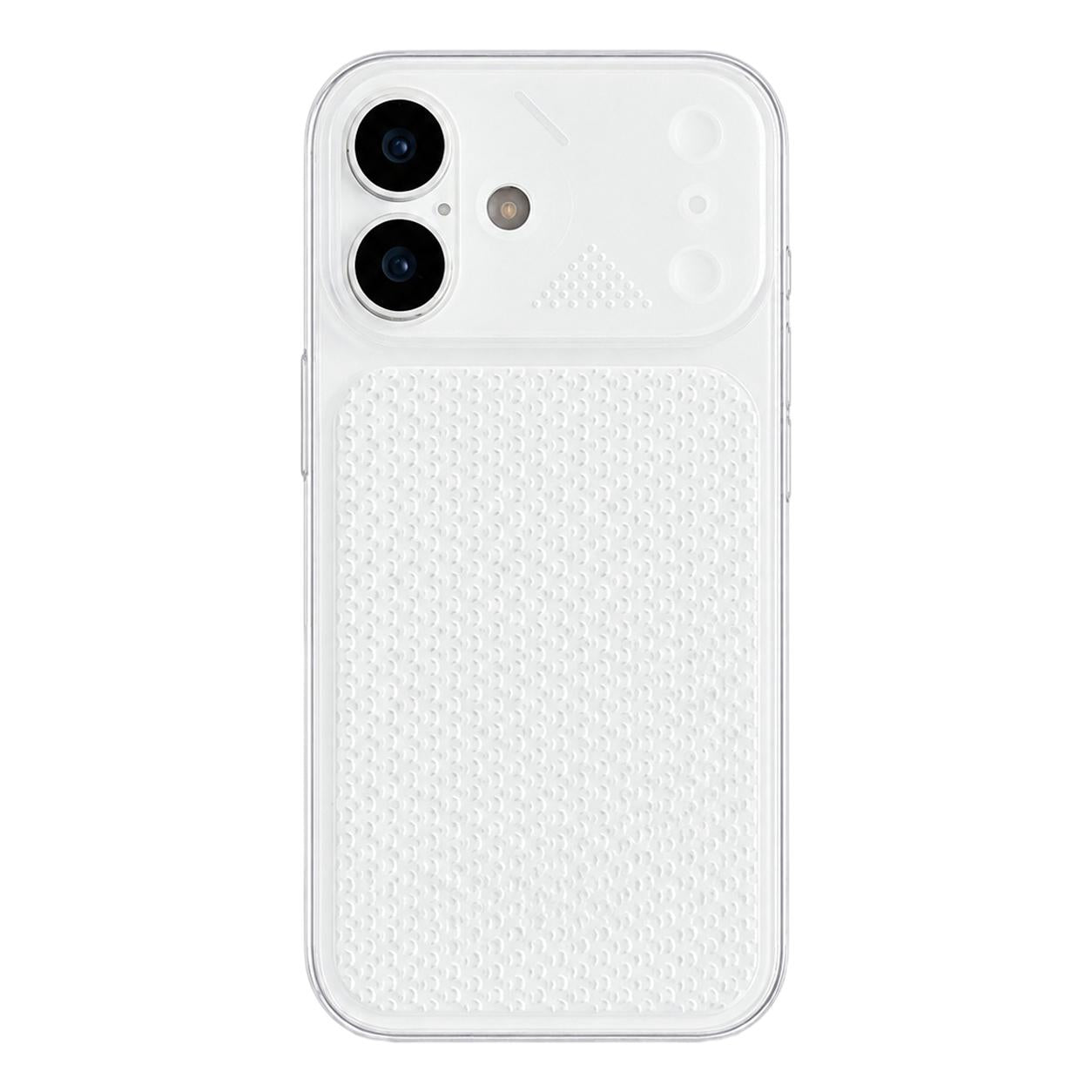 Compatible with iPhone 18 Mecha Style Heat Dissipation Mesh TPU Phone Case - Transparent White