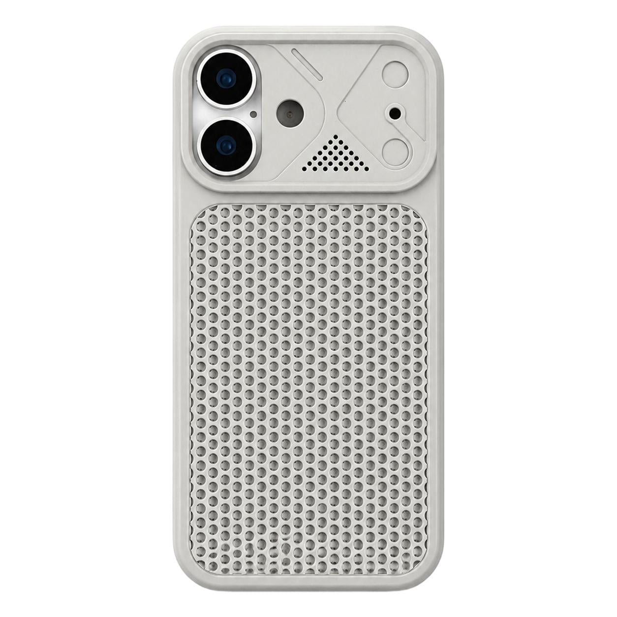 Compatible with iPhone 18 Mecha Style Heat Dissipation Mesh TPU Phone Case - Titanium Gray