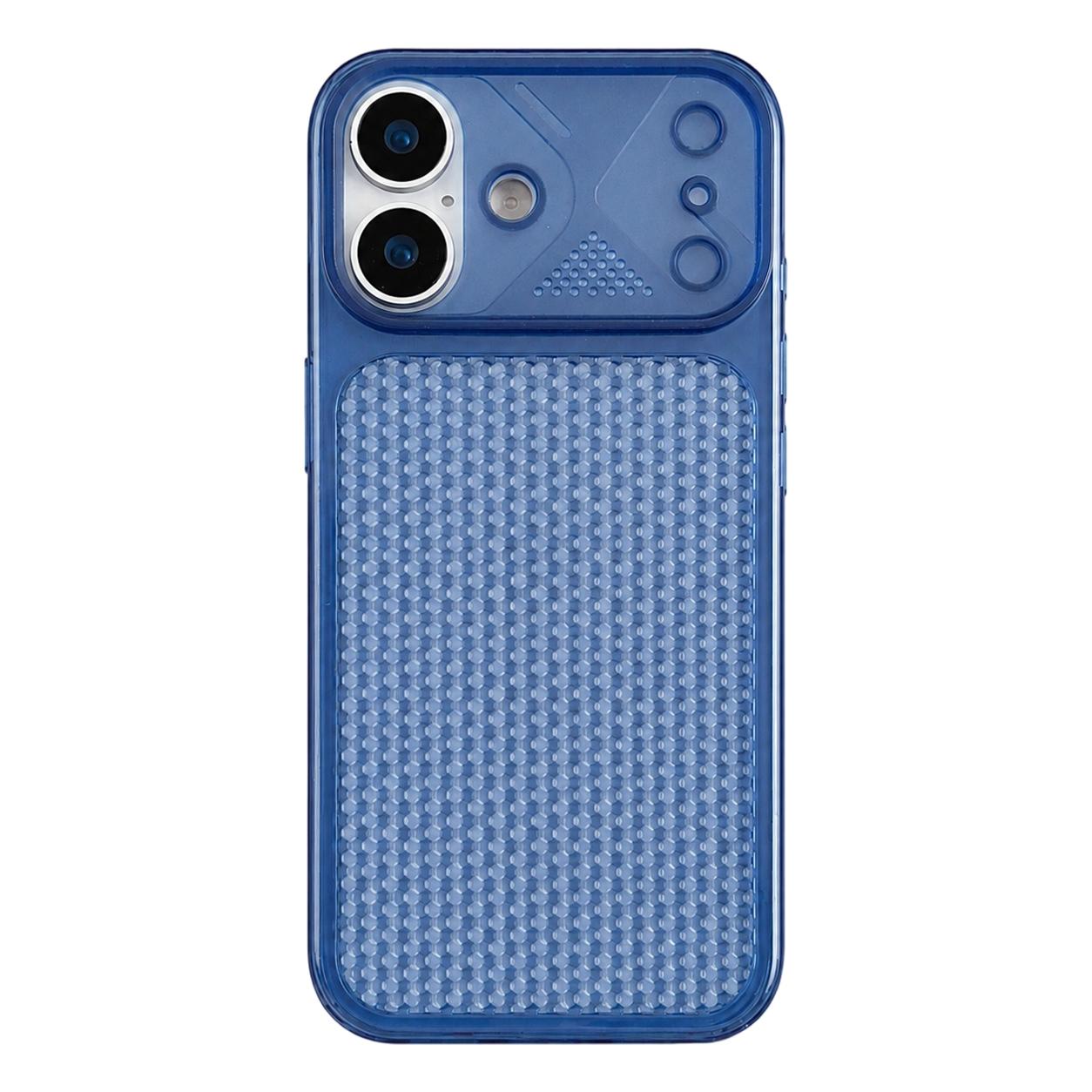 Compatible with iPhone 18 Mecha Style Heat Dissipation Mesh TPU Phone Case - Transparent Dark Blue