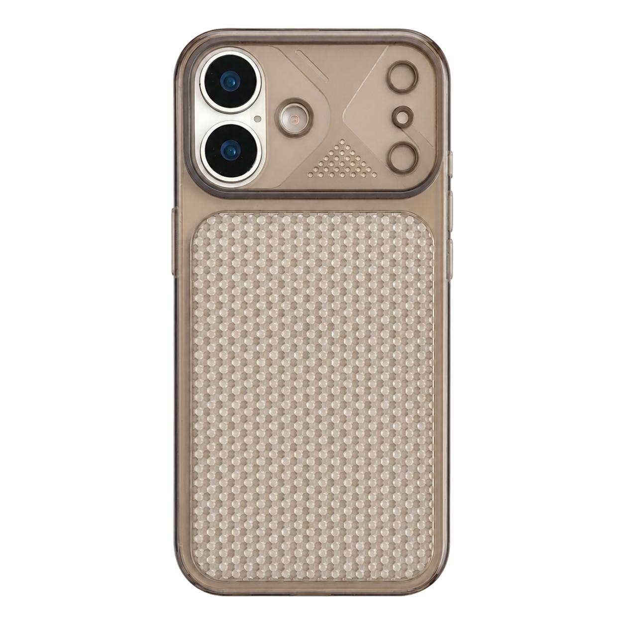 Compatible with iPhone 18 Mecha Style Heat Dissipation Mesh TPU Phone Case - Transparent Grey