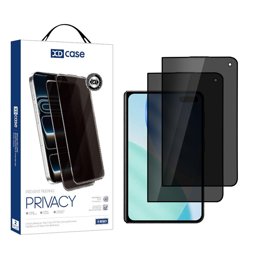 XDcase 2 PCS&Pack Silk-Printed 180 Anti-Spy Tempered Glass Screen Protector Compatible with iPhone Duo Outer Screen