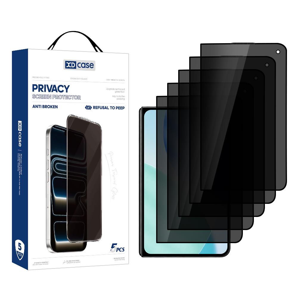 XDcase 5 PCS&Pack Silk-Printed 180 Anti-Spy Tempered Glass Screen Protector Compatible with iPhone Duo Outer Screen
