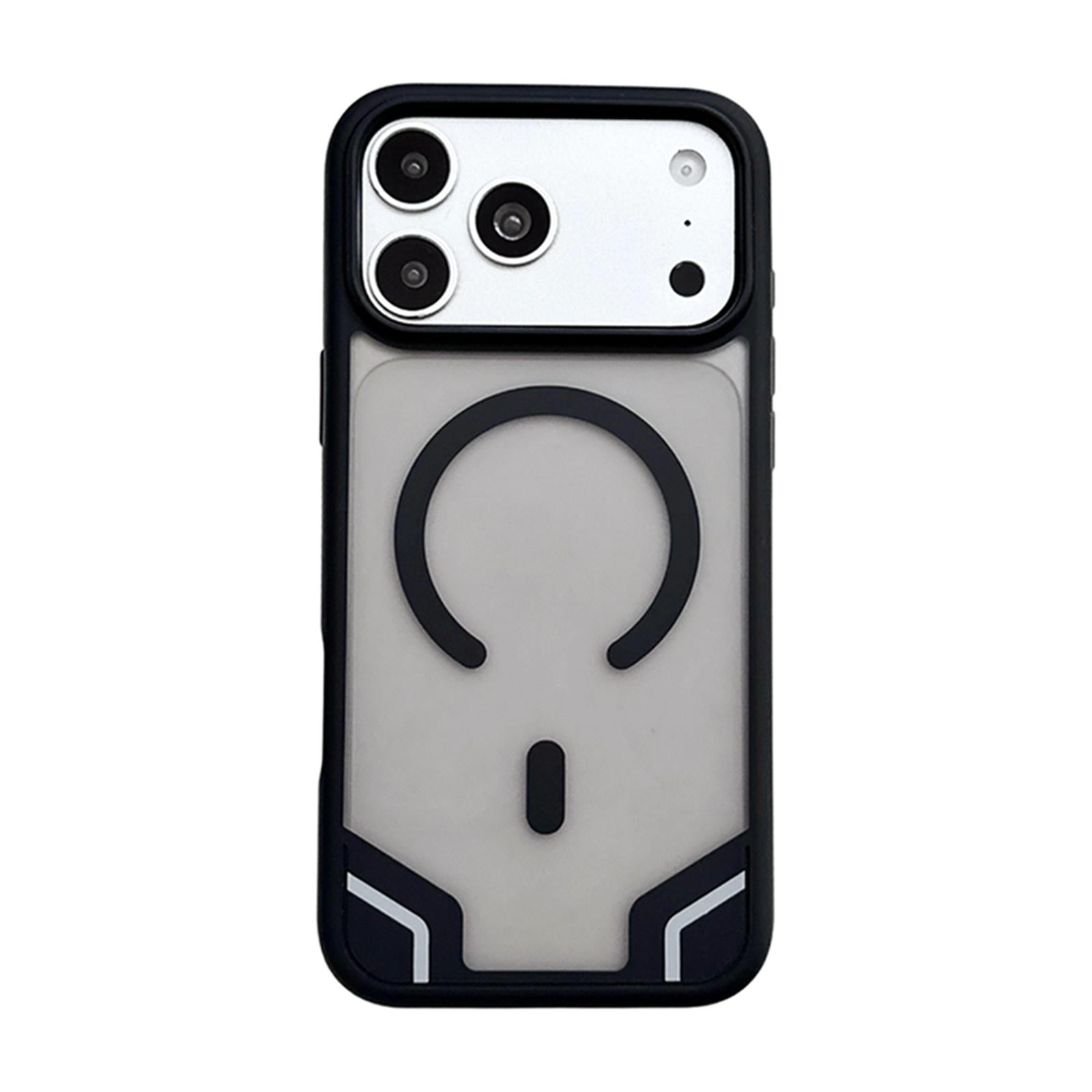 Compatible with iPhone 18 Pro Armor 2 in 1 TPU Dual-Layer PC Frosted Magnetic Phone Case - Black
