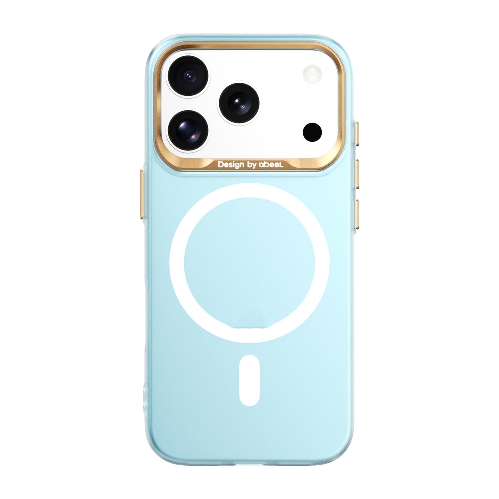 Compatible with iPhone 18 Pro ABEEL Lightweight Semi Transparent Frosted Magnetic PC Phone Case - Blue