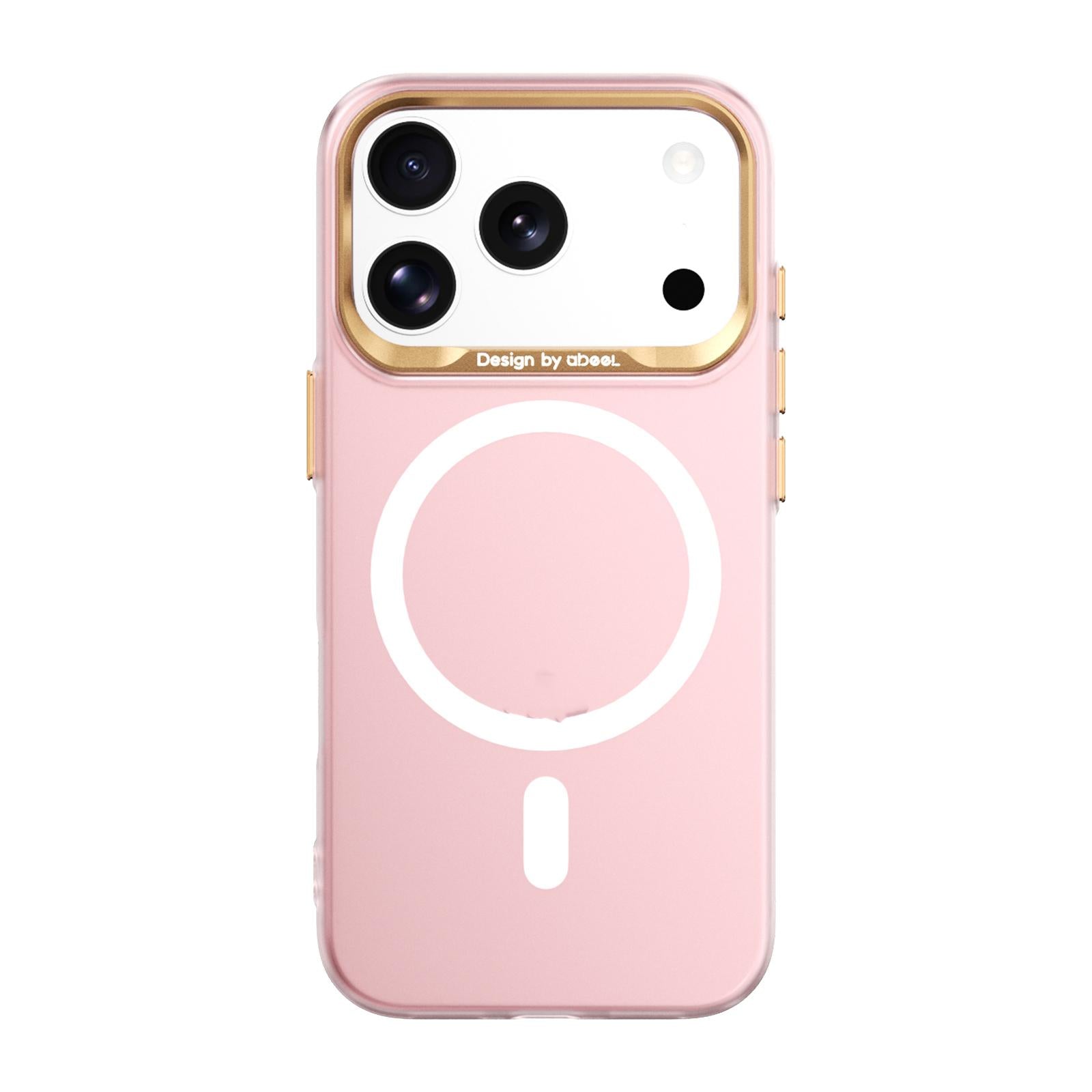 Compatible with iPhone 18 Pro ABEEL Lightweight Semi Transparent Frosted Magnetic PC Phone Case - Pink