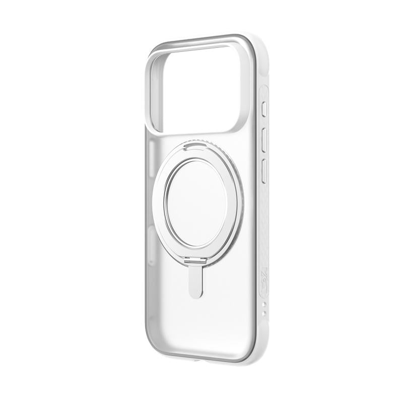 Compatible with iPhone 18 Pro ZGA Feitian 360 Rotation Holder Magsafe PC Dual-Layer TPU Phone Case - White