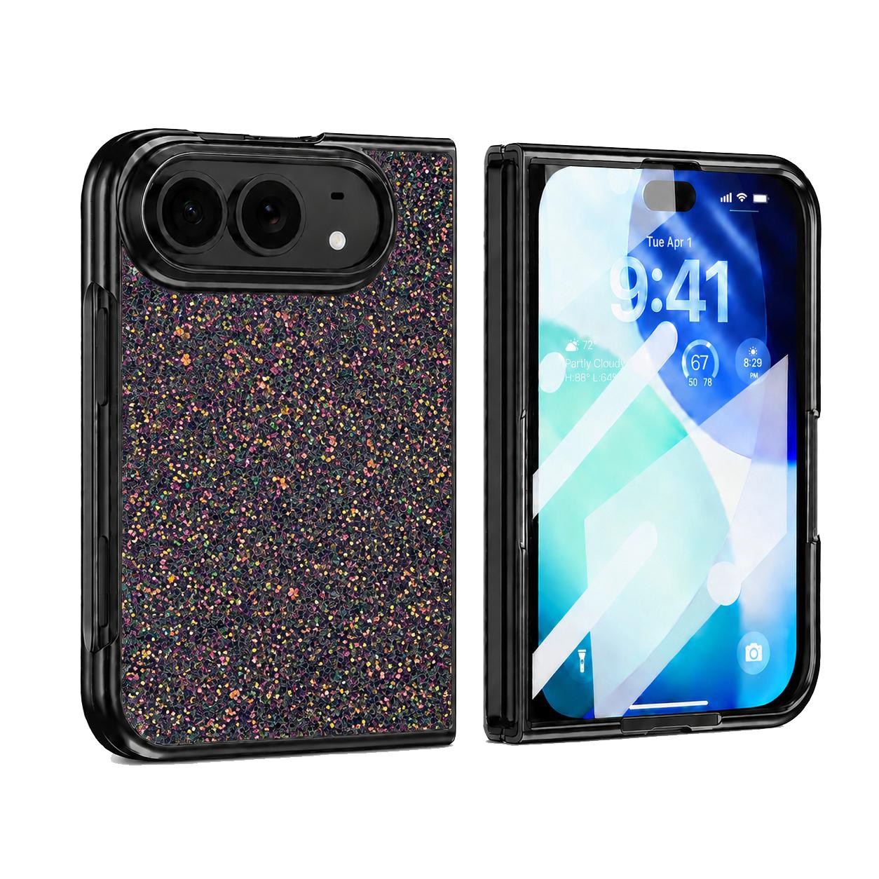 Compatible with iPhone Duo Flash Diamond Integrated Film Phone Case - Green