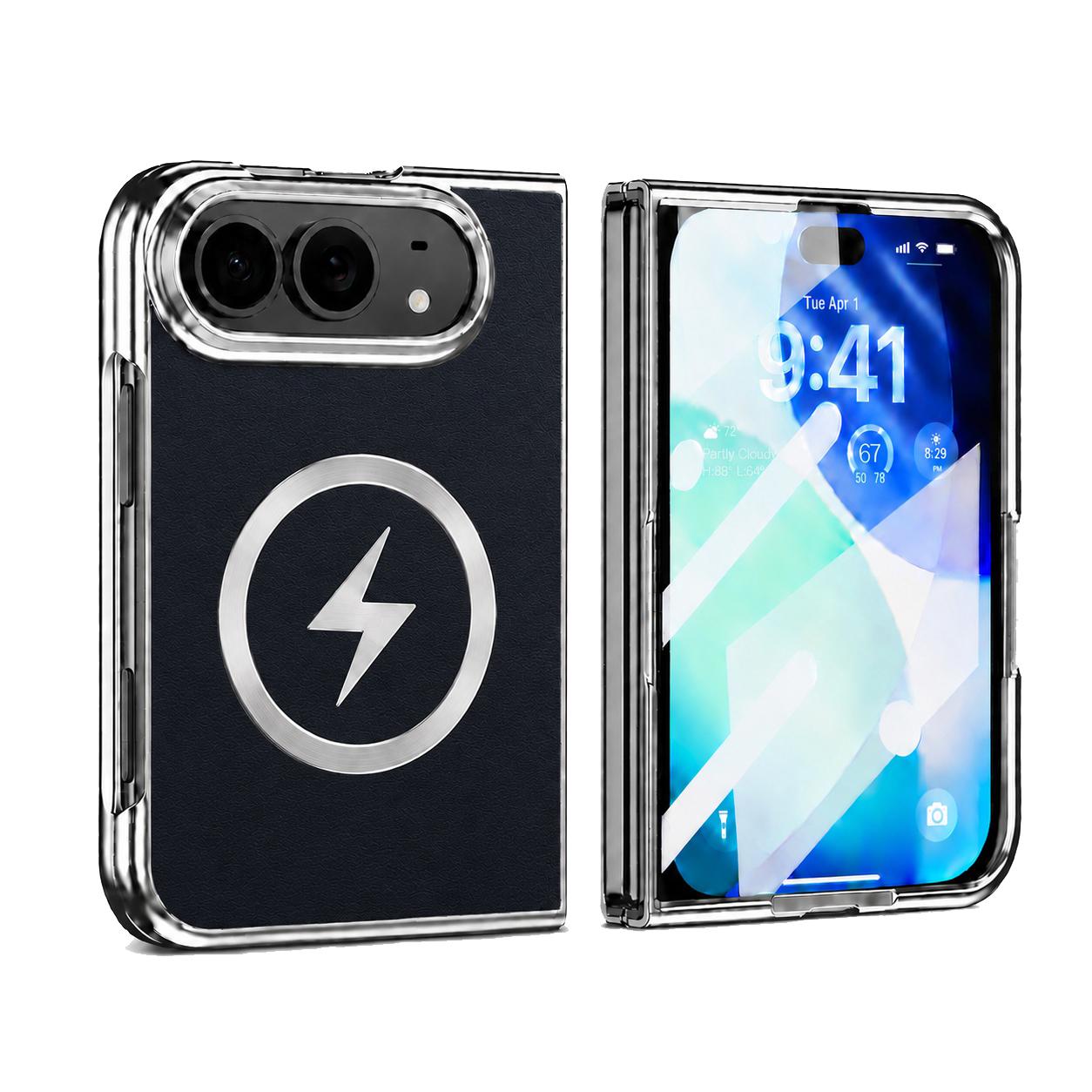 Compatible with iPhone Duo Flash Magnetic Integrated Film Phone Case - Black