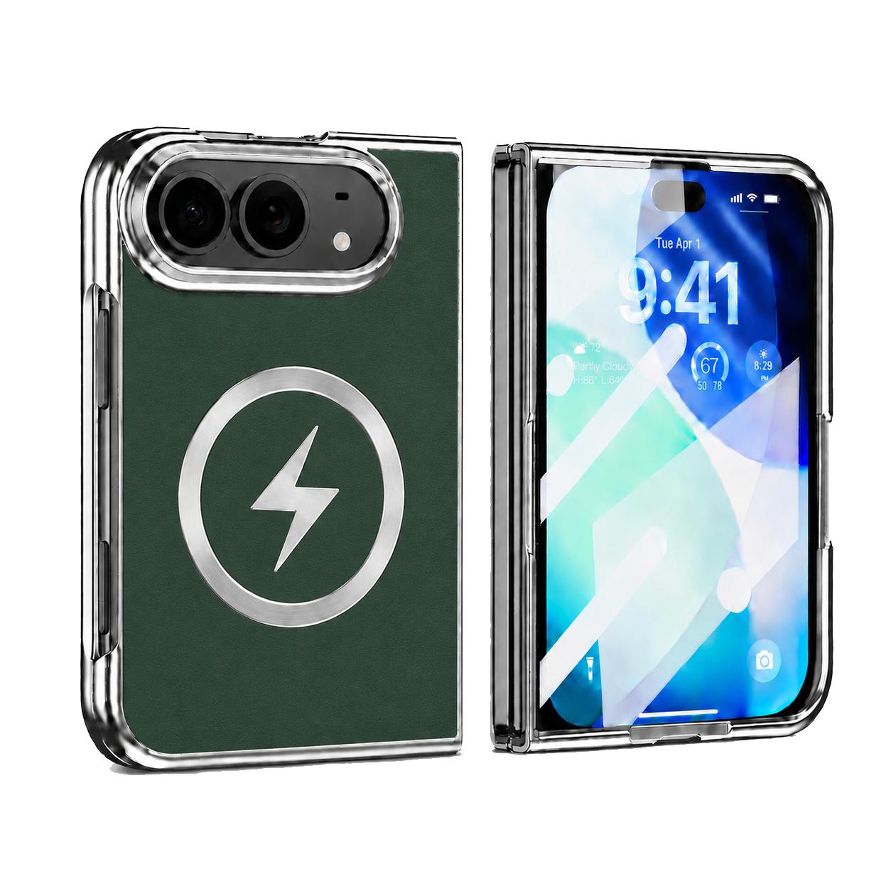 Compatible with iPhone Duo Flash Magnetic Integrated Film Phone Case - Green