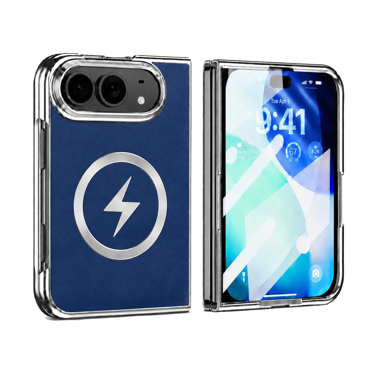 Compatible with iPhone Duo Flash Magnetic Integrated Film Phone Case - Blue