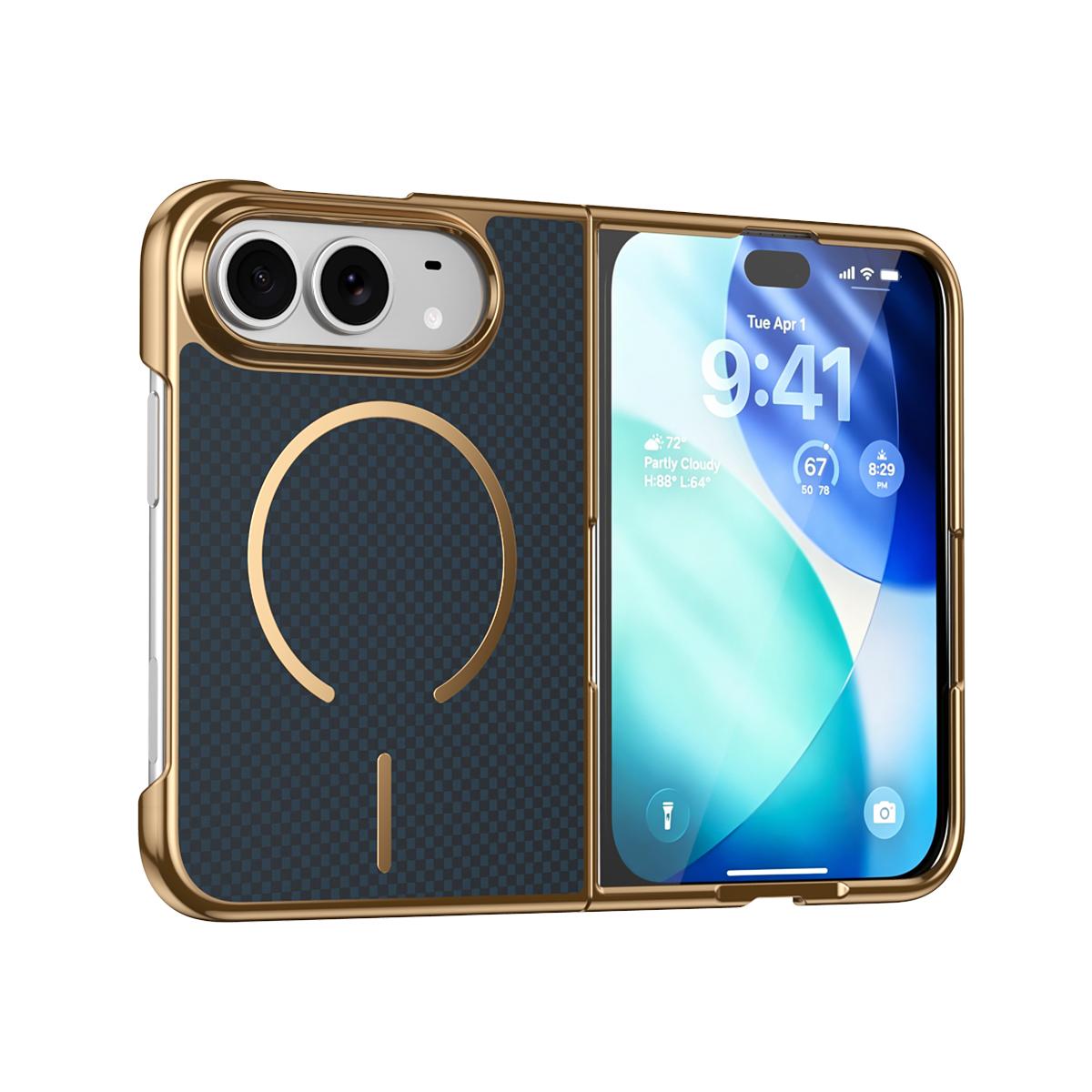 Compatible with iPhone Duo Kevlar Texture Magnetic Integrated Film Phone Case - Blue