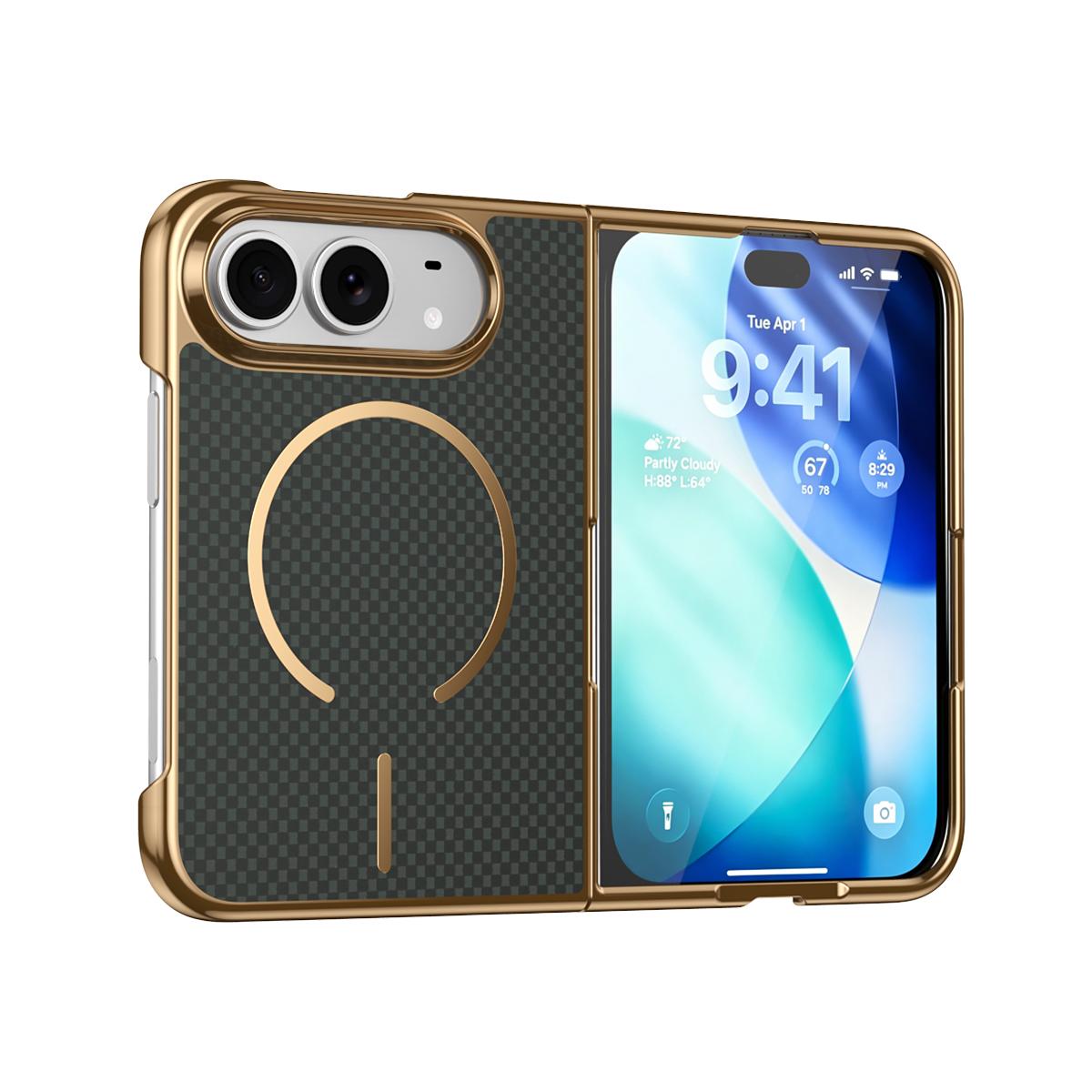 Compatible with iPhone Duo Kevlar Texture Magnetic Integrated Film Phone Case - Green