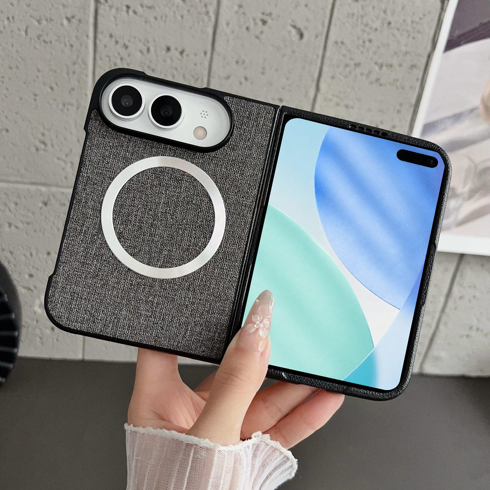 Compatible with iPhone Duo CD Magsafe Magnetic Cloth Texture Phone Case - Grey