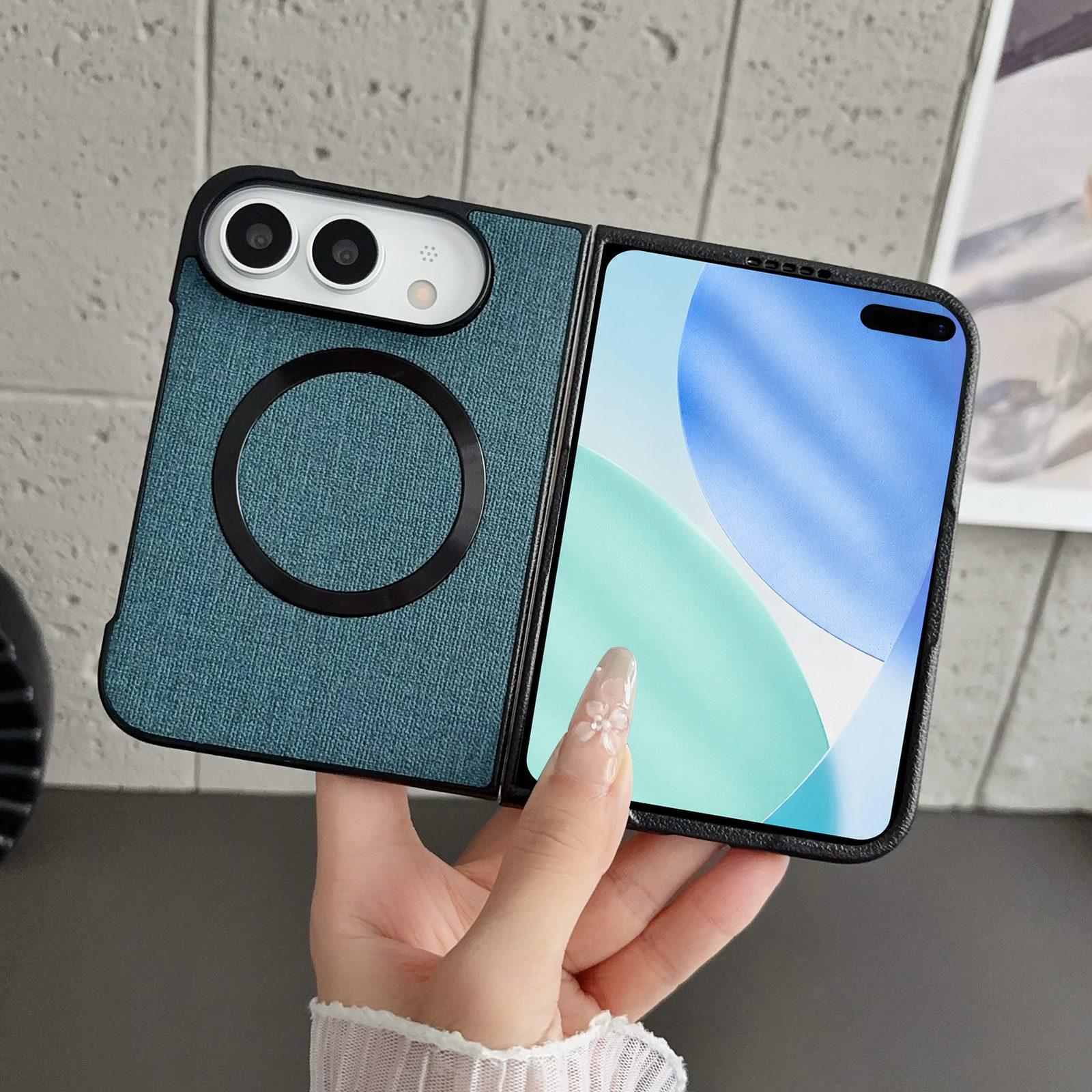 Compatible with iPhone Duo CD Magsafe Magnetic Cloth Texture Phone Case - Dark Green
