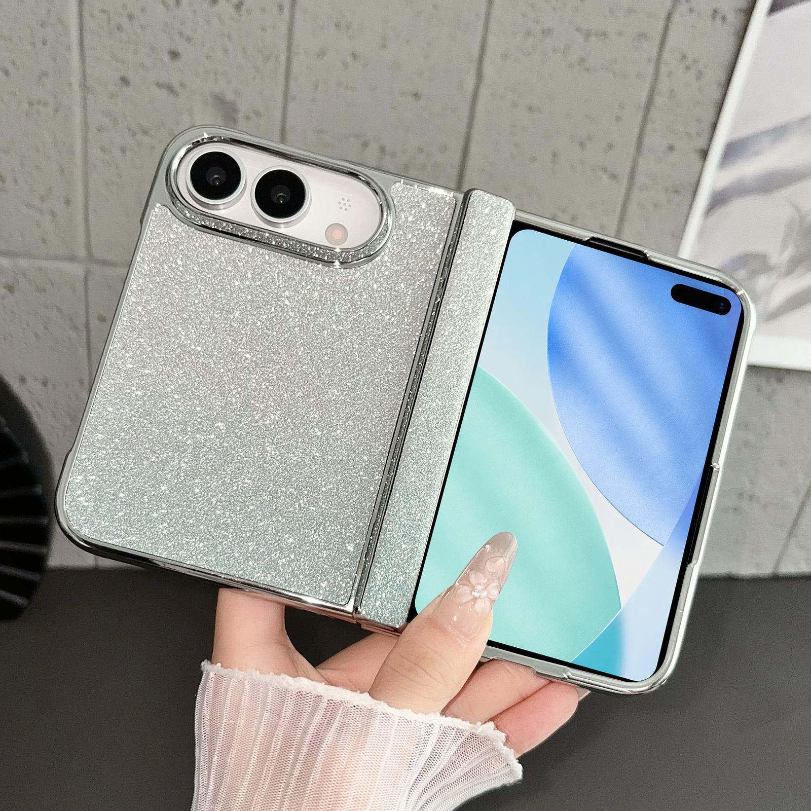 Compatible with iPhone Duo Rebound Hinge Gradient Bling Glitter Phone Case - Green
