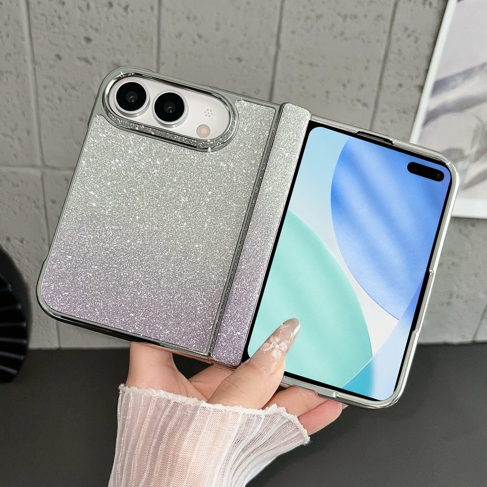 Compatible with iPhone Duo Rebound Hinge Gradient Bling Glitter Phone Case - Purple