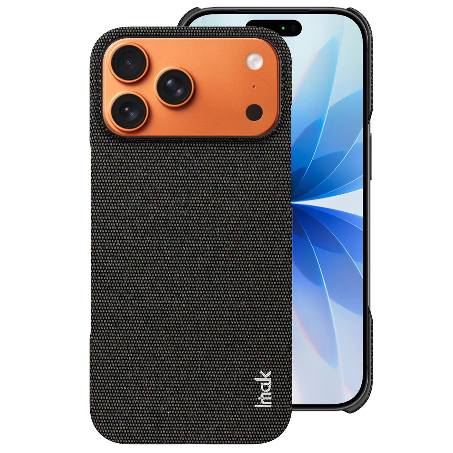 Compatible with iPhone 18 Pro imak Ruiyi Series Cloth Texture PU + PC Phone Case - Black