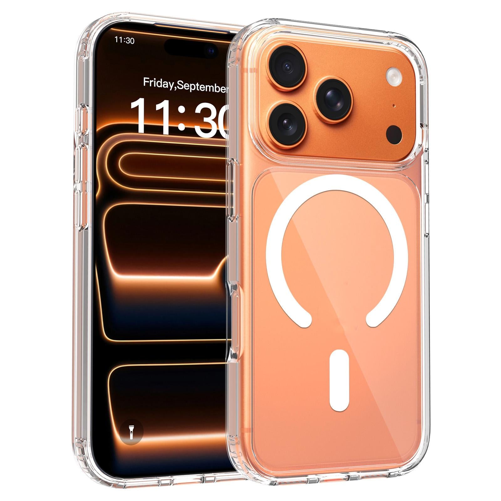 Compatible with iPhone 18 Pro Scratch-proof Acrylic 2.0mm Crystal Magnetic Phone Case - Transparent