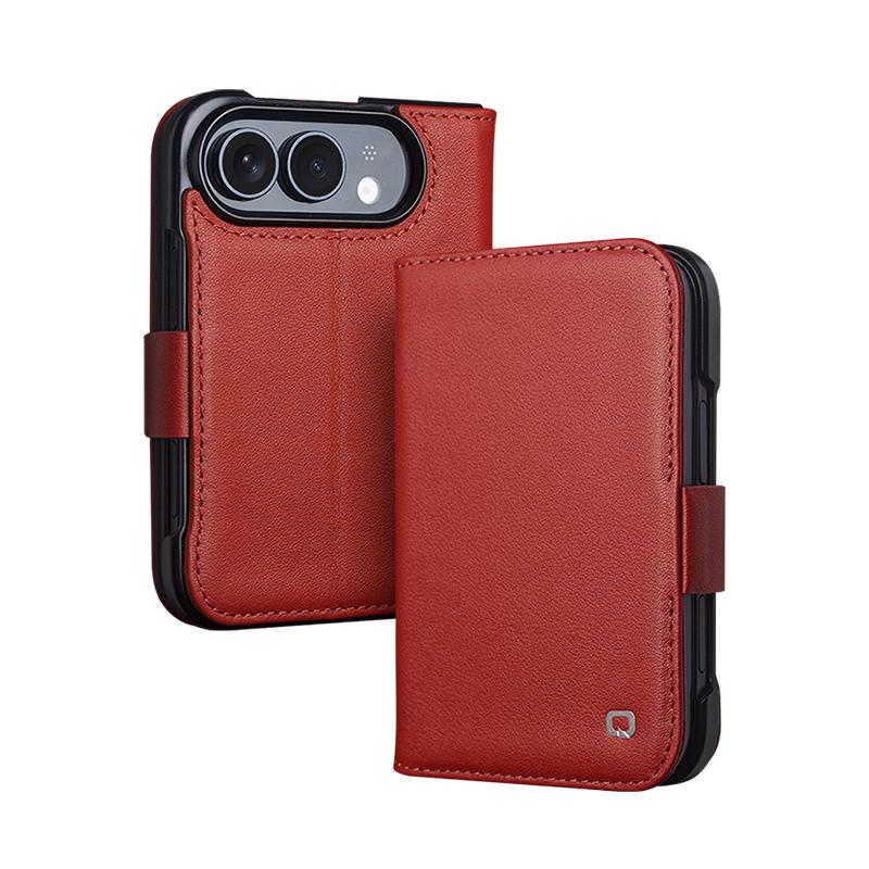 Compatible with iPhone Duo QIALINO Classics 3rd Genuine Leather Phone Case - Red