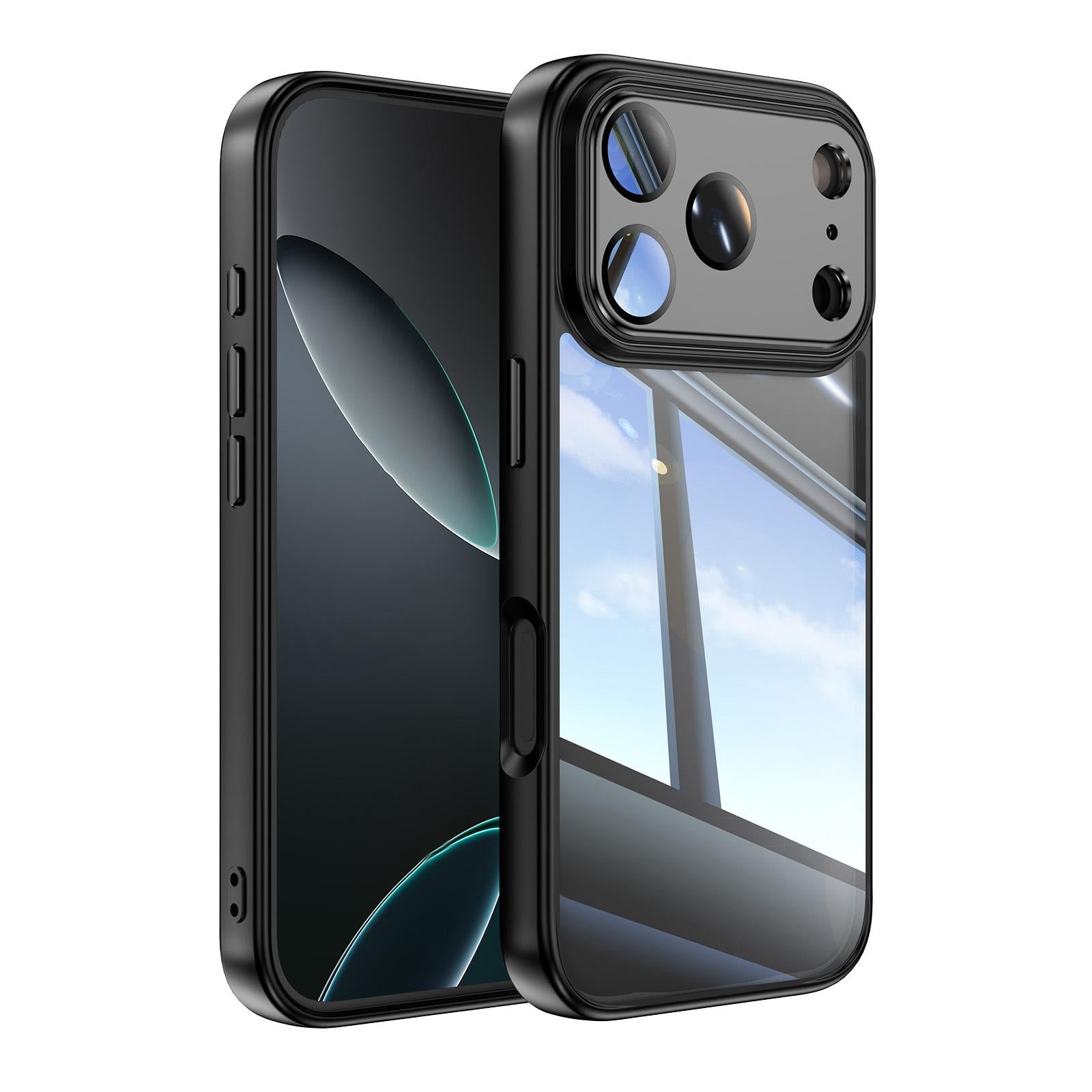 Compatible with iPhone 18 Pro Acrylic Dual-Layer TPU Armor Shockproof Phone Case - Black