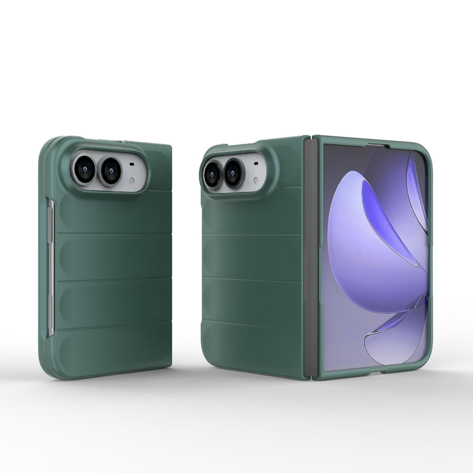 Compatible with iPhone Duo Magic Shield Fold PC Shockproof Phone Case - Dark Green