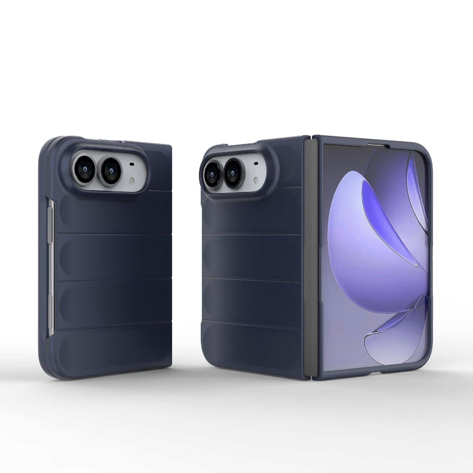 Compatible with iPhone Duo Magic Shield Fold PC Shockproof Phone Case - Dark Blue