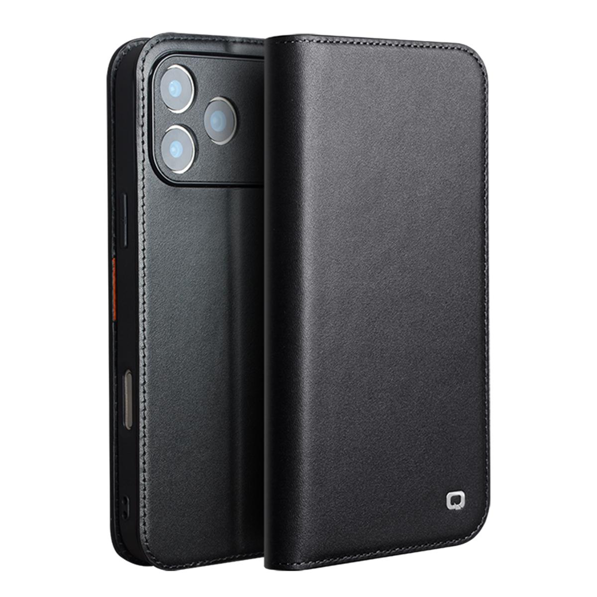 Compatible with iPhone 18 Pro QIALINO Classic Gen2  Leather Phone Case - Black
