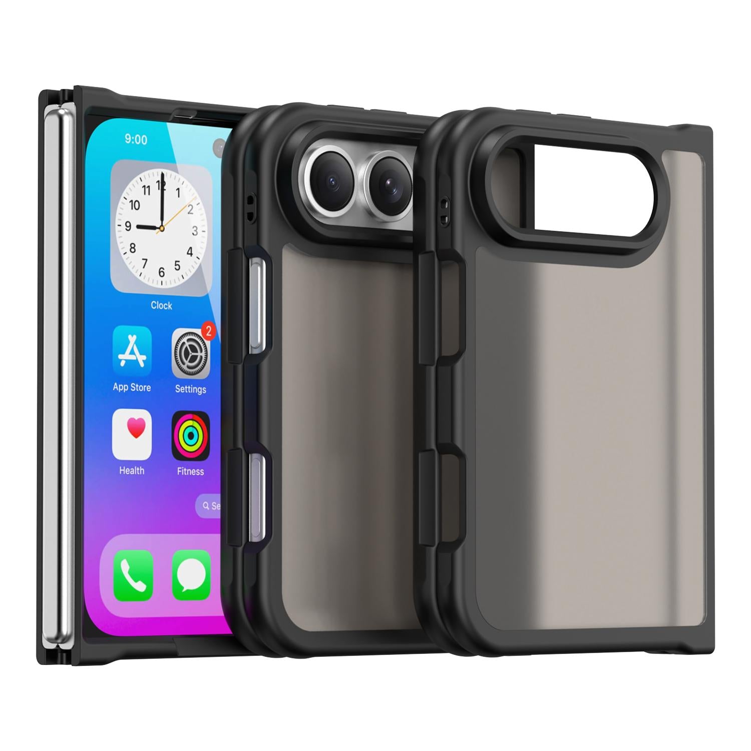 Compatible with iPhone Duo Fan Dun Series TPU Hybrid PC Frosted Phone Case - Black