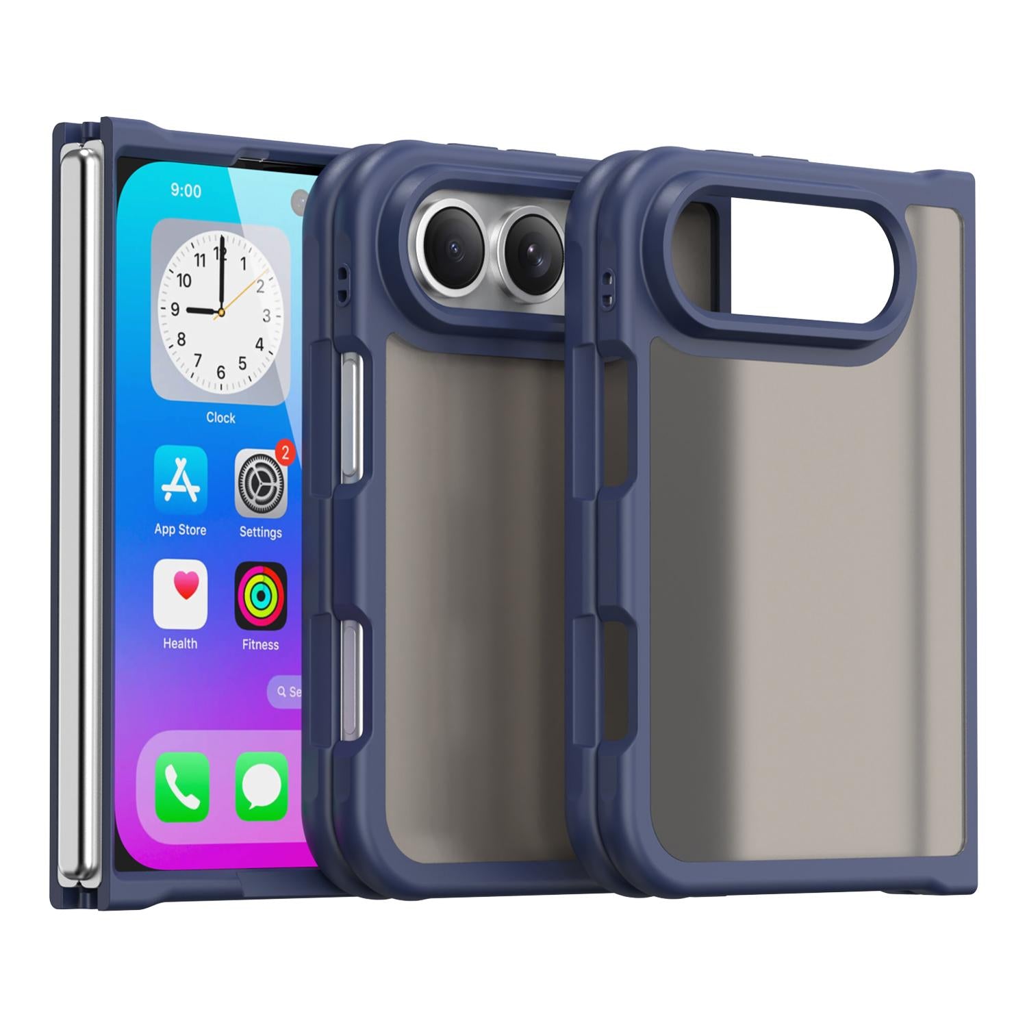 Compatible with iPhone Duo Fan Dun Series TPU Hybrid PC Frosted Phone Case - Blue