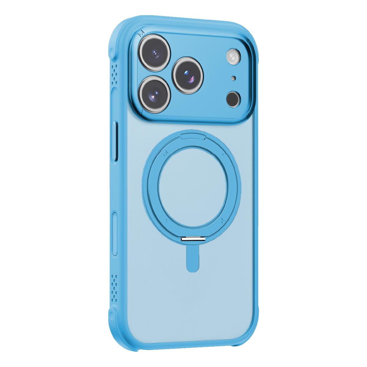Compatible with iPhone 18 Pro MOMAX SOMA Hoop Series Magnetic 360 Rotating Invisible Stand Phone Case - Blue